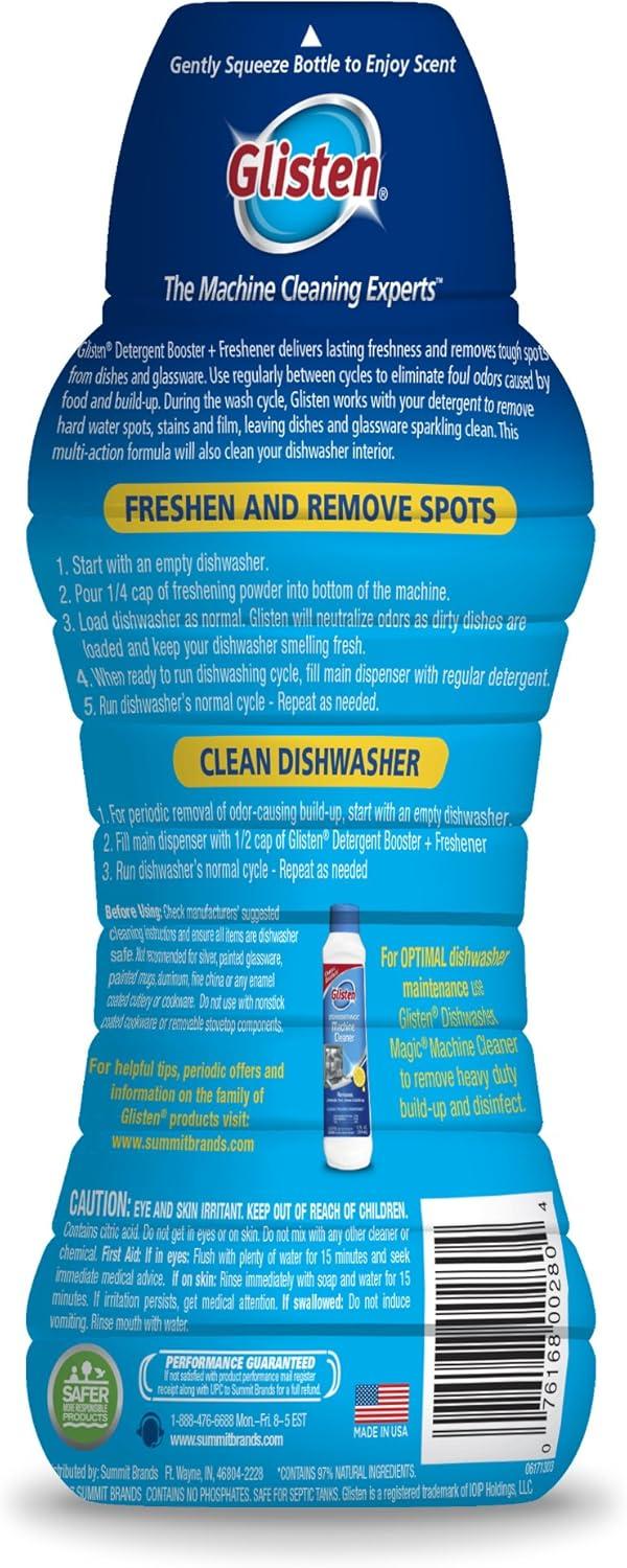 image:imageGlisten Dishwasher Detergent Booster and Freshener Helps Eliminate Odors Spots and Stains Lemon Scent Made in the USA 28 Ounce Bottle28 Ounce Pack of 6