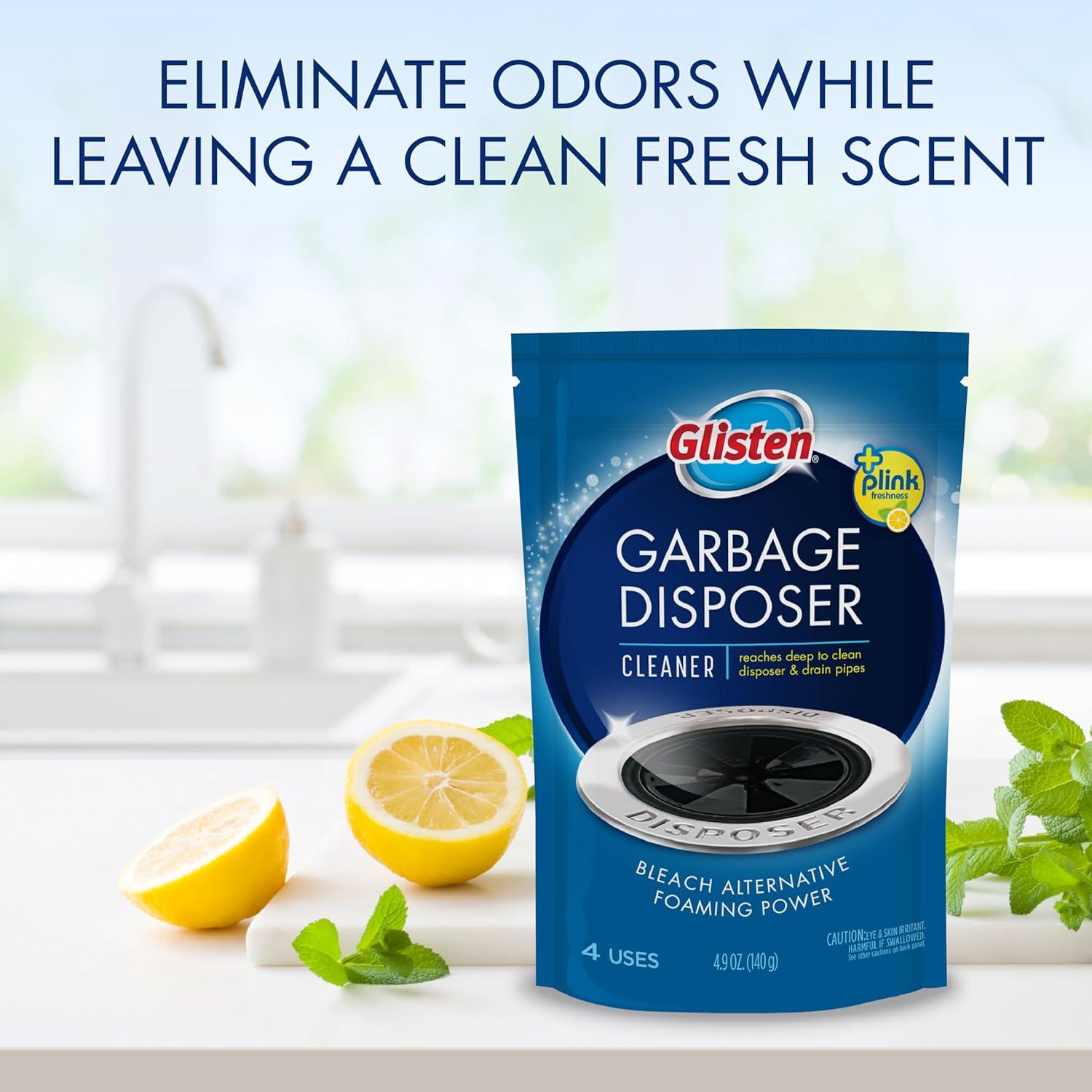 image:imageGlisten Garbage Disposer Cleaner and Freshener Sink Disposal Odor Eliminator with Foaming Action Lemon Scent Made in the USA 4 Packets49 Ounce Pack of 1