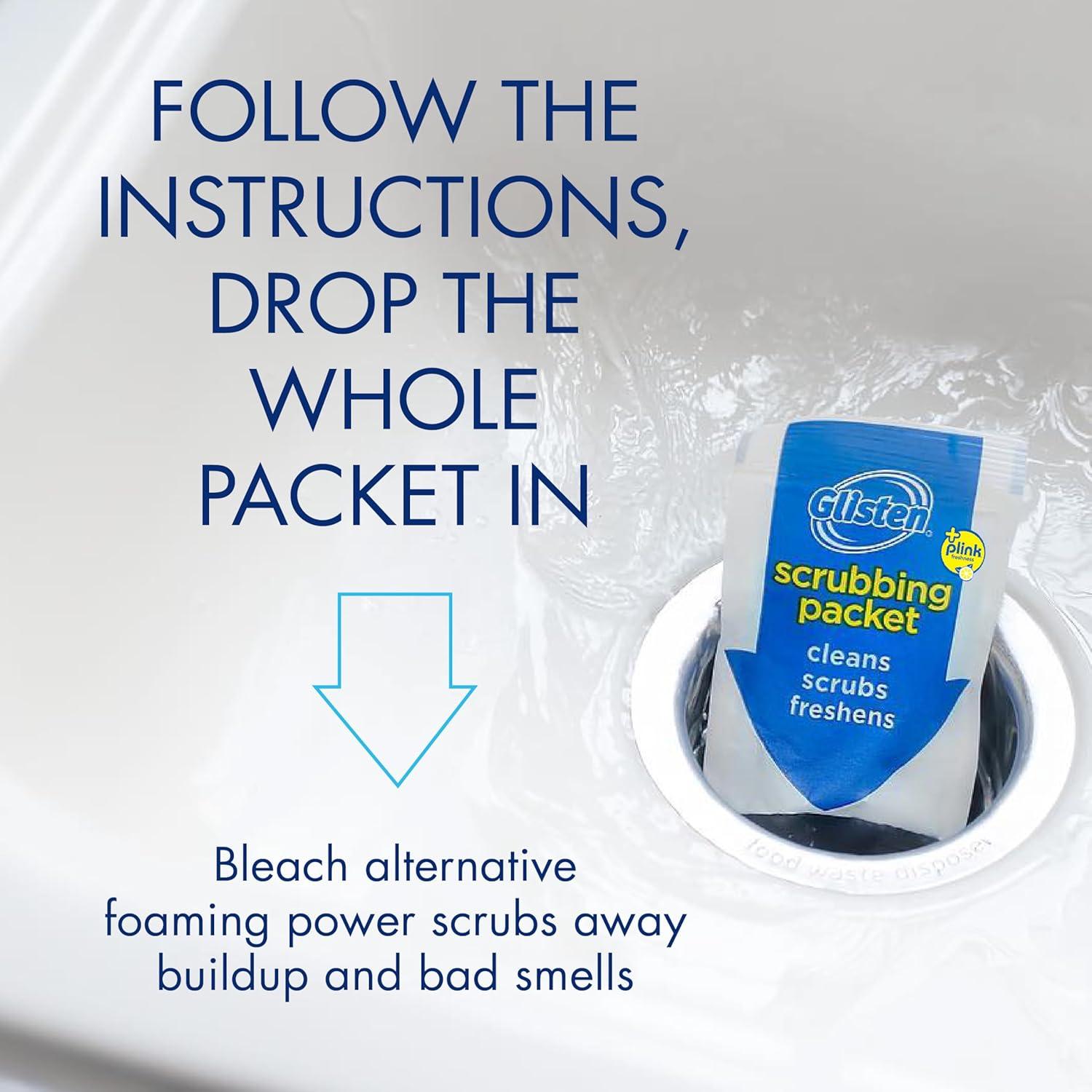 image:imageGlisten Garbage Disposer Cleaner and Freshener Sink Disposal Odor Eliminator with Foaming Action Lemon Scent Made in the USA 4 Packets49 Ounce Pack of 1