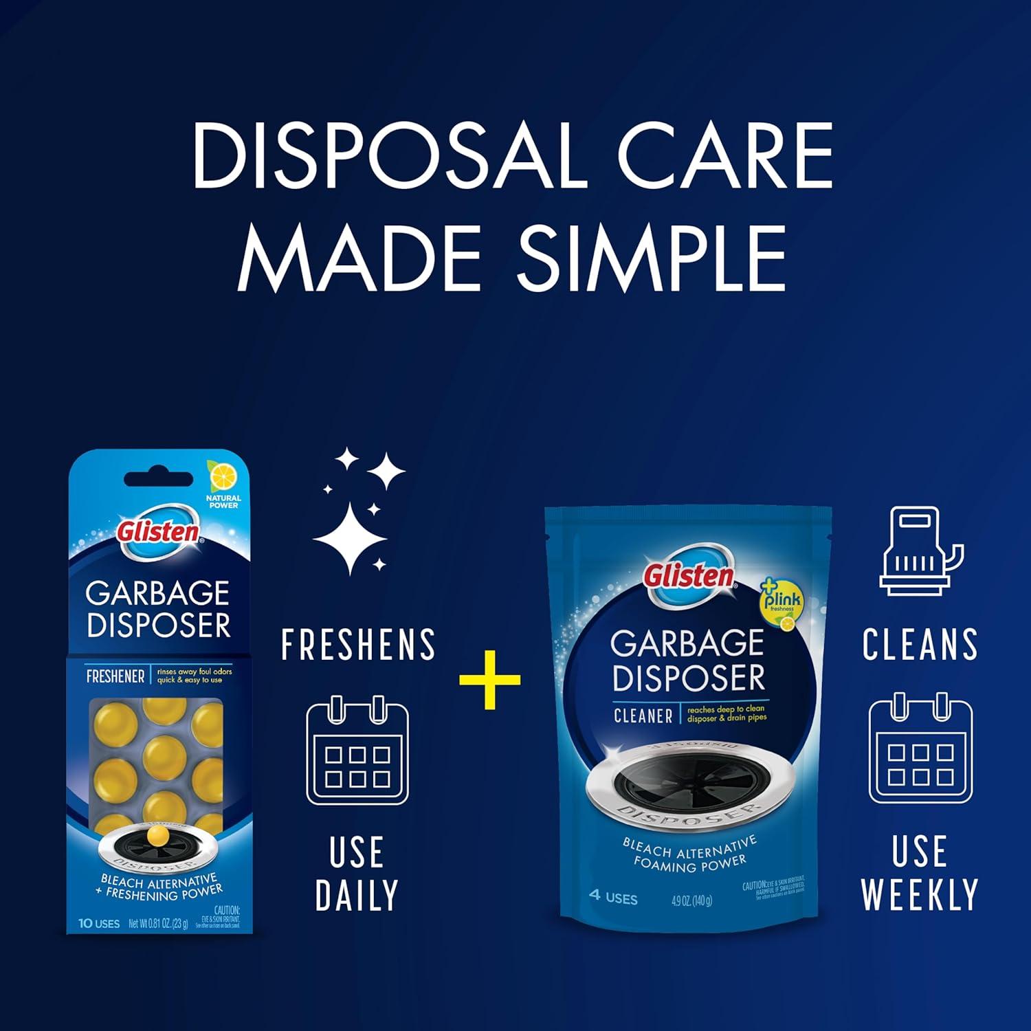 image:imageGlisten Garbage Disposer Freshener Sink Disposal Odor Eliminator Quick and EasytoUse Lemon Scent 30 Capsules Total10 Count Pack of 1