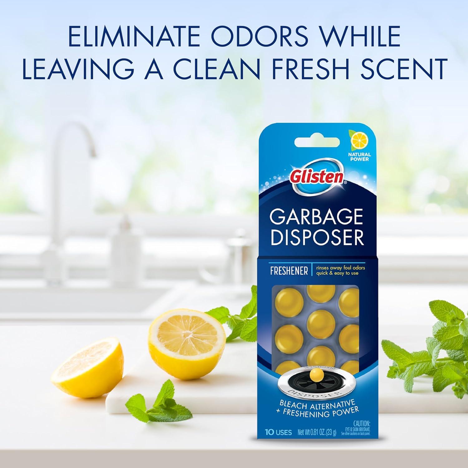 image:imageGlisten Garbage Disposer Freshener Sink Disposal Odor Eliminator Quick and EasytoUse Lemon Scent 30 Capsules Total10 Count Pack of 3