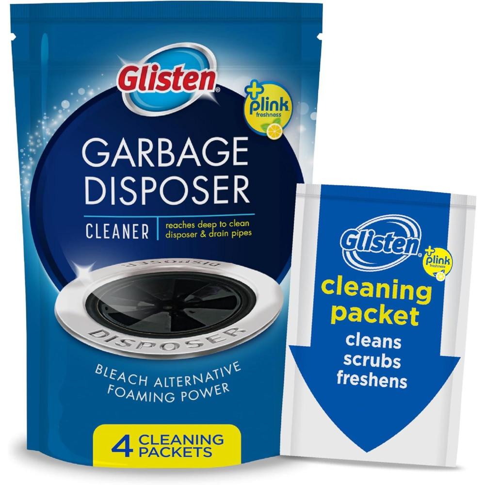 image:imageGlisten Garbage Disposer Cleaner and Freshener Sink Disposal Odor Eliminator with Foaming Action Lemon Scent Made in the USA 4 Packets49 Ounce Pack of 1