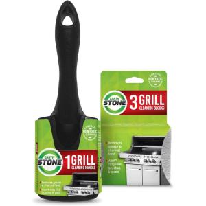 image:imageEarthStone Grill Cleaning Block Kit Bristle Free Grill Scraper 3 Grill Cleaning Blocks and 7 EZGrip Handle3 Piece Set