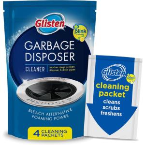 image:imageGlisten Garbage Disposer Cleaner and Freshener Sink Disposal Odor Eliminator with Foaming Action Lemon Scent Made in the USA 4 Packets49 Ounce Pack of 1