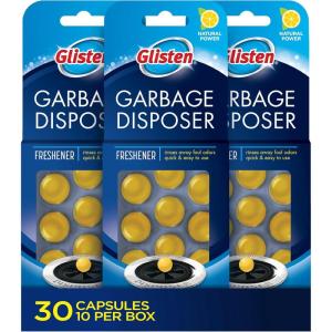 image:imageGlisten Garbage Disposer Freshener Sink Disposal Odor Eliminator Quick and EasytoUse Lemon Scent 30 Capsules Total10 Count Pack of 3