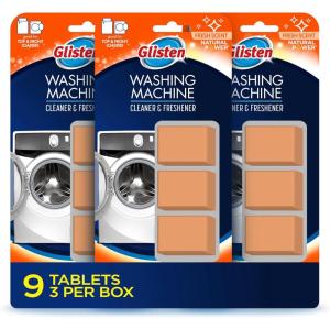 image:imageGlisten Washing Machine Cleaner and Freshener Deodorizer for All Top Load and Front Load Washers and HE Machines Made in the USA Fresh Scent 9 Tablets9 Count Pack of 1