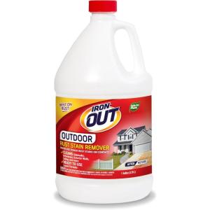 image:imageIron OUT Liquid Rust Stain Remover Premixed Quickly Removes Rust Stains from Concrete Vinyl and Other Outdoor Surfaces No Scrubbing Safe to Use Made in the USA 1 Gallon1