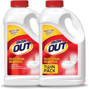 image:imageIron OUT Rust Stain Remover Remove Rust Stains in Bathrooms Kitchens Laundry and Outdoors No Scrub Powder Formula Made in the USA 475 Pounds 2Pack