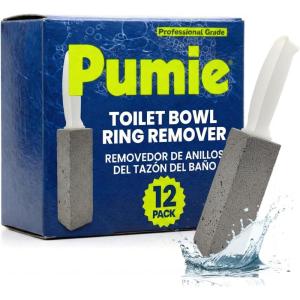image:imagePUMIE Pumice Stone Toilet Bowl Cleaner 1Pack  Heavy Duty Scouring Stick for Toilet  Pumice Stone for Cleaning Rings Bowls Hard Water Stains Lime Rust Sink  Includes Handle for Easy Use1 Count Pack of 12