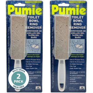 image:imagePUMIE Pumice Stone Toilet Bowl Cleaner 1Pack  Heavy Duty Scouring Stick for Toilet  Pumice Stone for Cleaning Rings Bowls Hard Water Stains Lime Rust Sink  Includes Handle for Easy Use1 Count Pack of 2