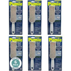 image:imagePUMIE Pumice Stone Toilet Bowl Cleaner 1Pack  Heavy Duty Scouring Stick for Toilet  Pumice Stone for Cleaning Rings Bowls Hard Water Stains Lime Rust Sink  Includes Handle for Easy Use1 Count Pack of 6