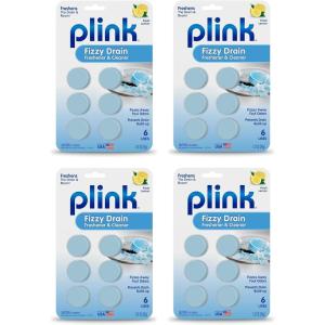 image:imagePlink Fizzy Drain Cleaner and Freshener Prevents Drain Clogs and Buildup Removes Odors from Bathroom and Kitchen Sinks SepticFriendly Made in the USA Lemon Scent 18 Tablets6 Count Pack of 4