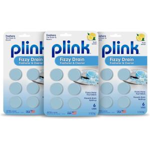 image:imagePlink Fizzy Drain Freshener and Cleaner Prevents Clogs and Removes Odors in Household Sinks Lemon Scent 6Pack6 Count Pack of 3